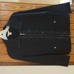 Black Laura Ashley knit zip up jacket with sparkles, PS, like new